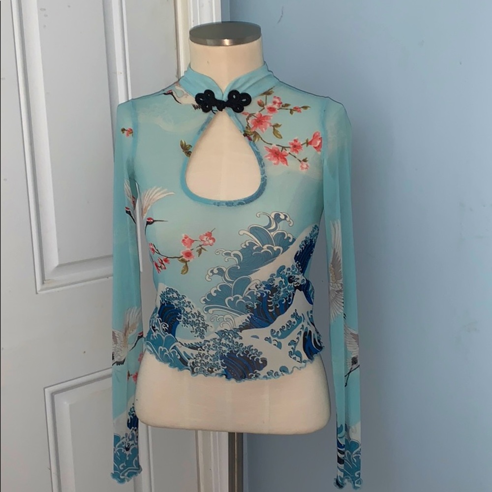 Forever 21 baby blue mesh top
